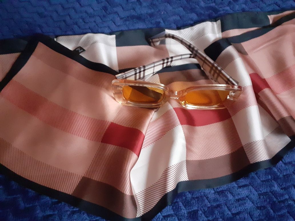 Komplet apaszka okulary damskie przeciwsloneczne  jak burberry