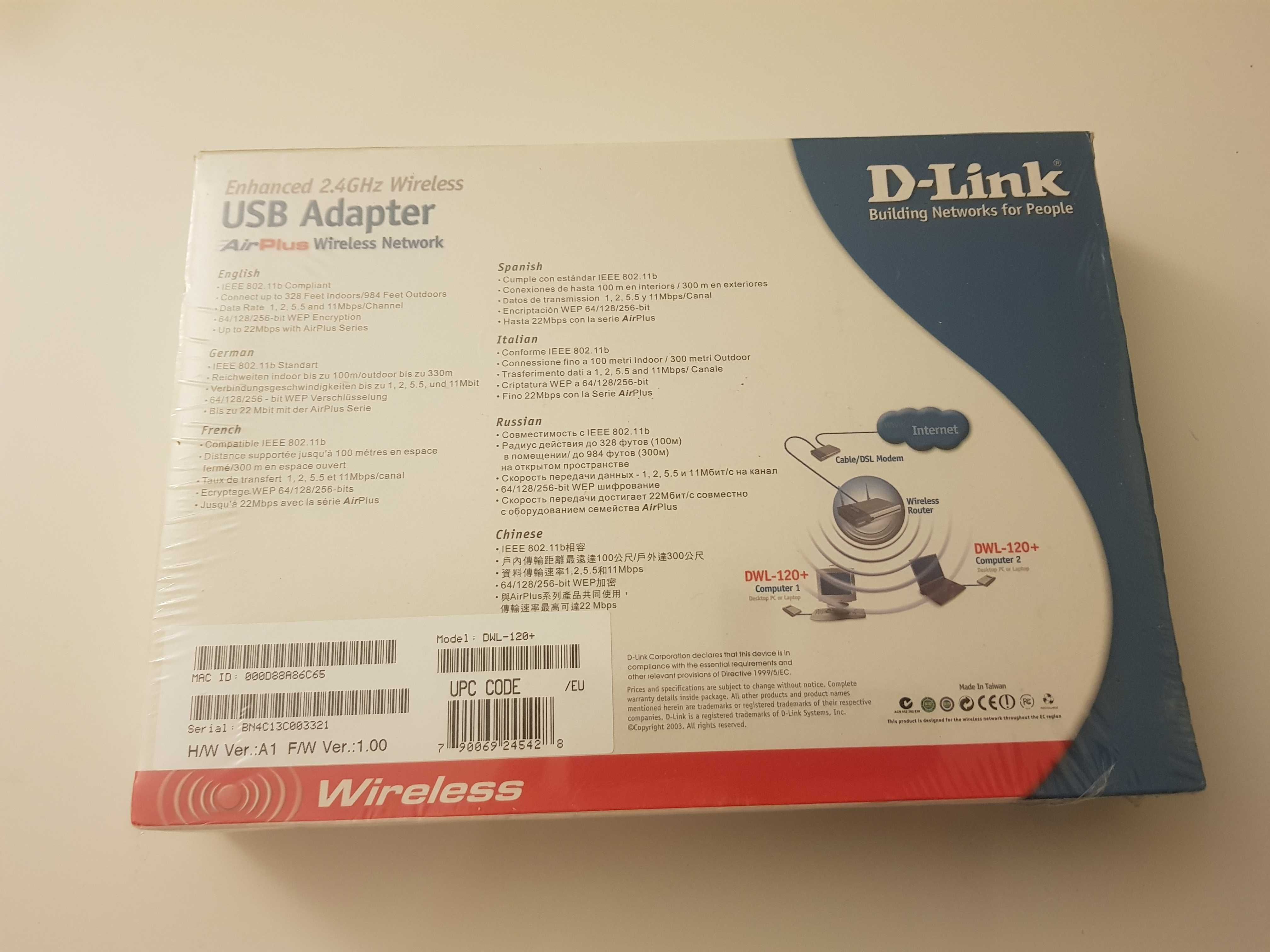 Adaptador Usb wireless D-link 802.11b