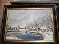 Malowany na płótnie obraz zima R. Walter rama 117x88 #1321 Stylowy Węg