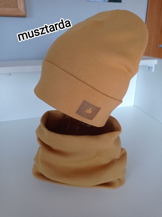 5-8 lat czapka komin musztarda (dopasowanena102)