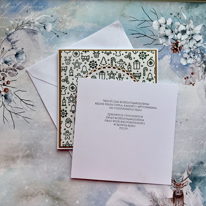 Kartka świąteczna ręcznie robiona z kopertą