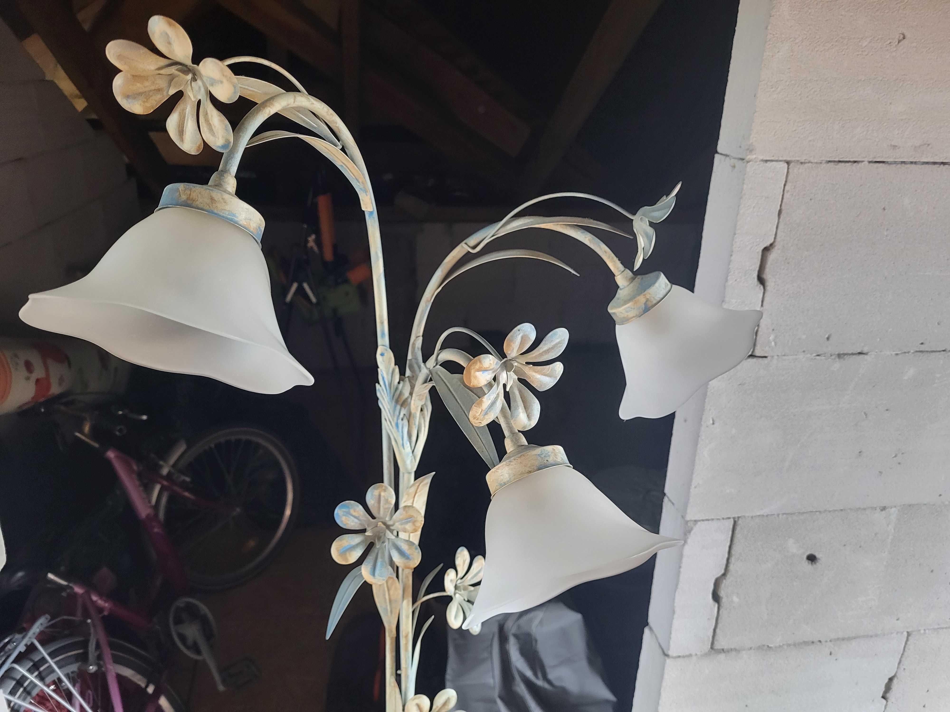 Lampa stojąca i żyrandol, piękny komplet