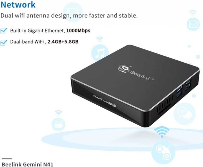 Mini PC Beelink Gemini N41 Intel N4100 4GB LPDDR4, 64GB + 256GB
