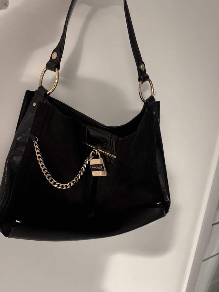 Torebka czarna shopper River Island