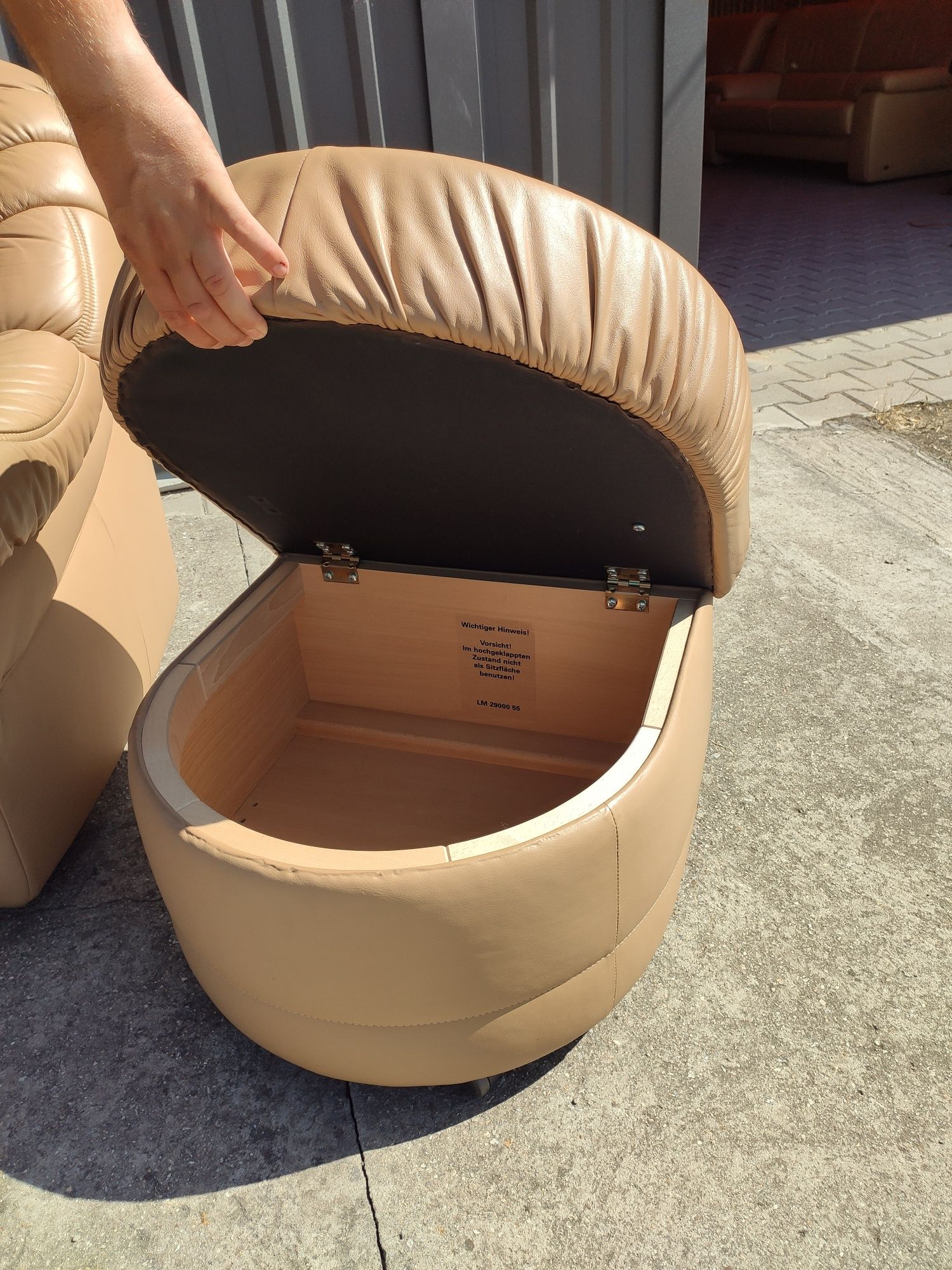 Sofa skórzana 3-osobowa+2 fotele+pufa/wypoczynek-100% skóra naturalna