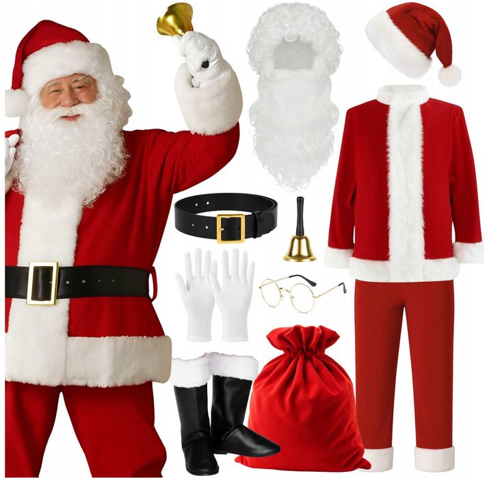 Strój MIKOŁAJA 13el. PREMIUM Welur – Pełny Zestaw Świąteczny
