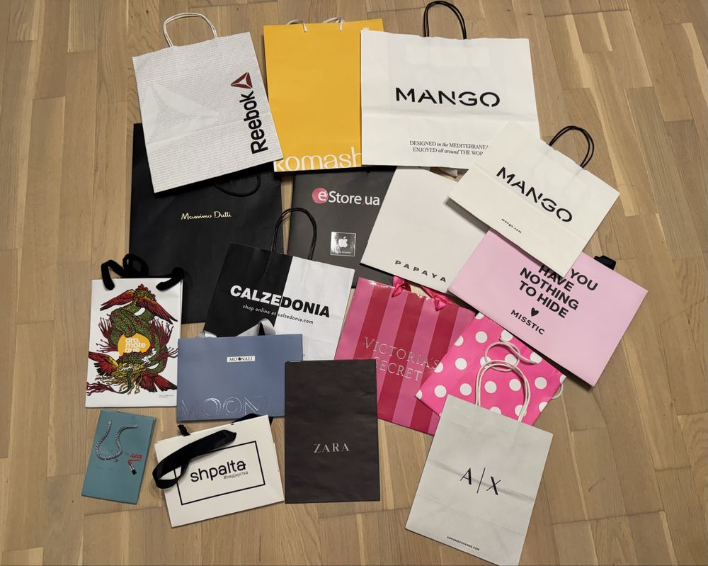 Фірмові пакети balmain/ dutti/vs/zara/nike/adidas/ugg/armani/puma/