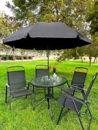 Набір меблів для тераси 6 в 1 стіл крісла парасолька