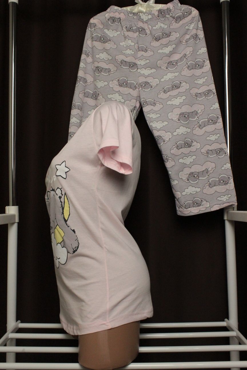 Домашній костюм/піжама бриджі футболка маска для сну рожевий