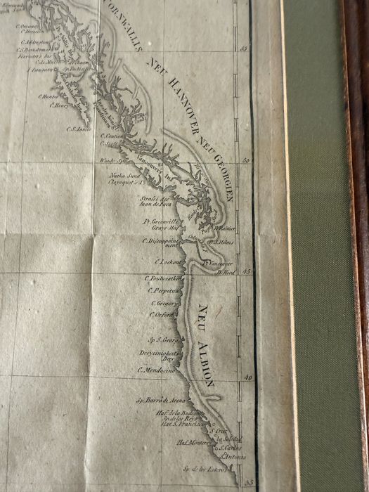 Antyczna Mapa Rycina 1818 Północno-Zachodnie Wybrzeże Ameryki Unikat