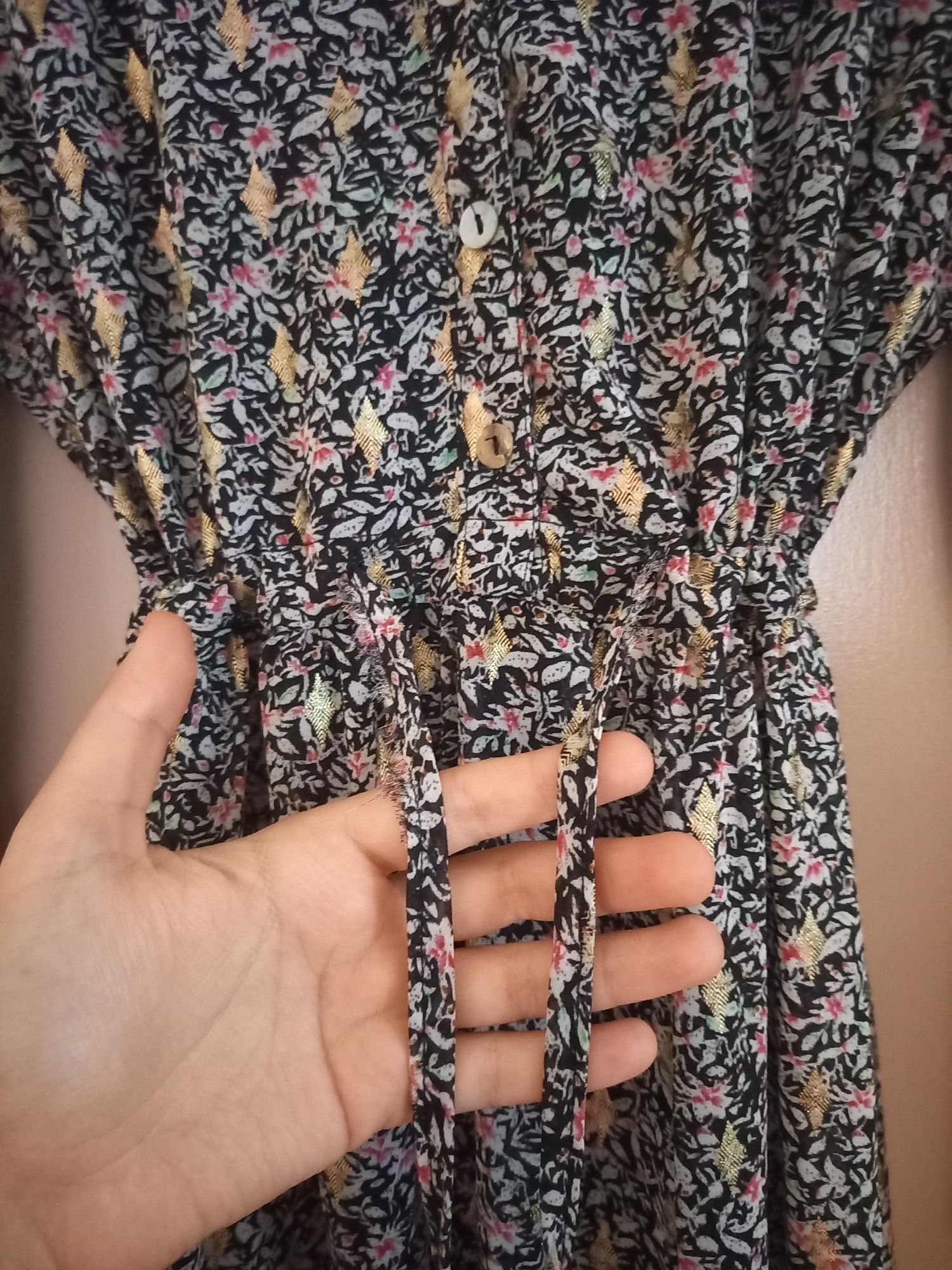 Vestido comprido estampado, White Deer, tamanho único