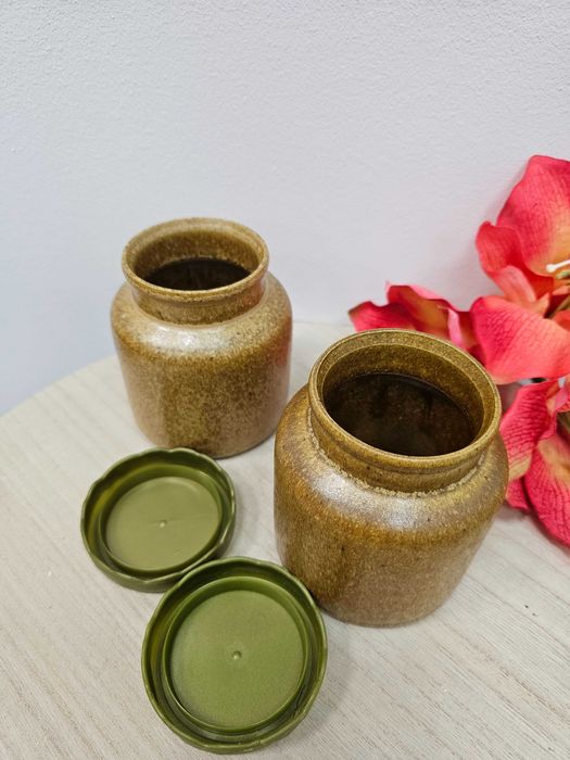 Ceramiczne słoiczki vintage z pokrywkami