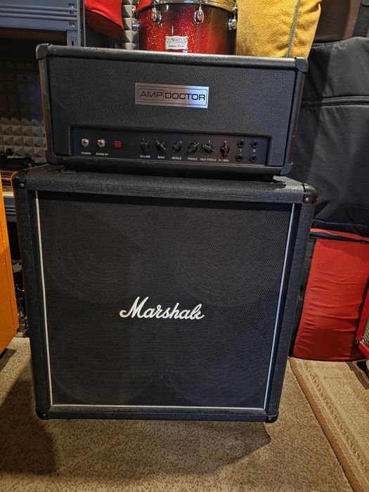 Marshall jtm45 ampdoctor lampowy  + marshall 4x12 kolumna. Zestaw.