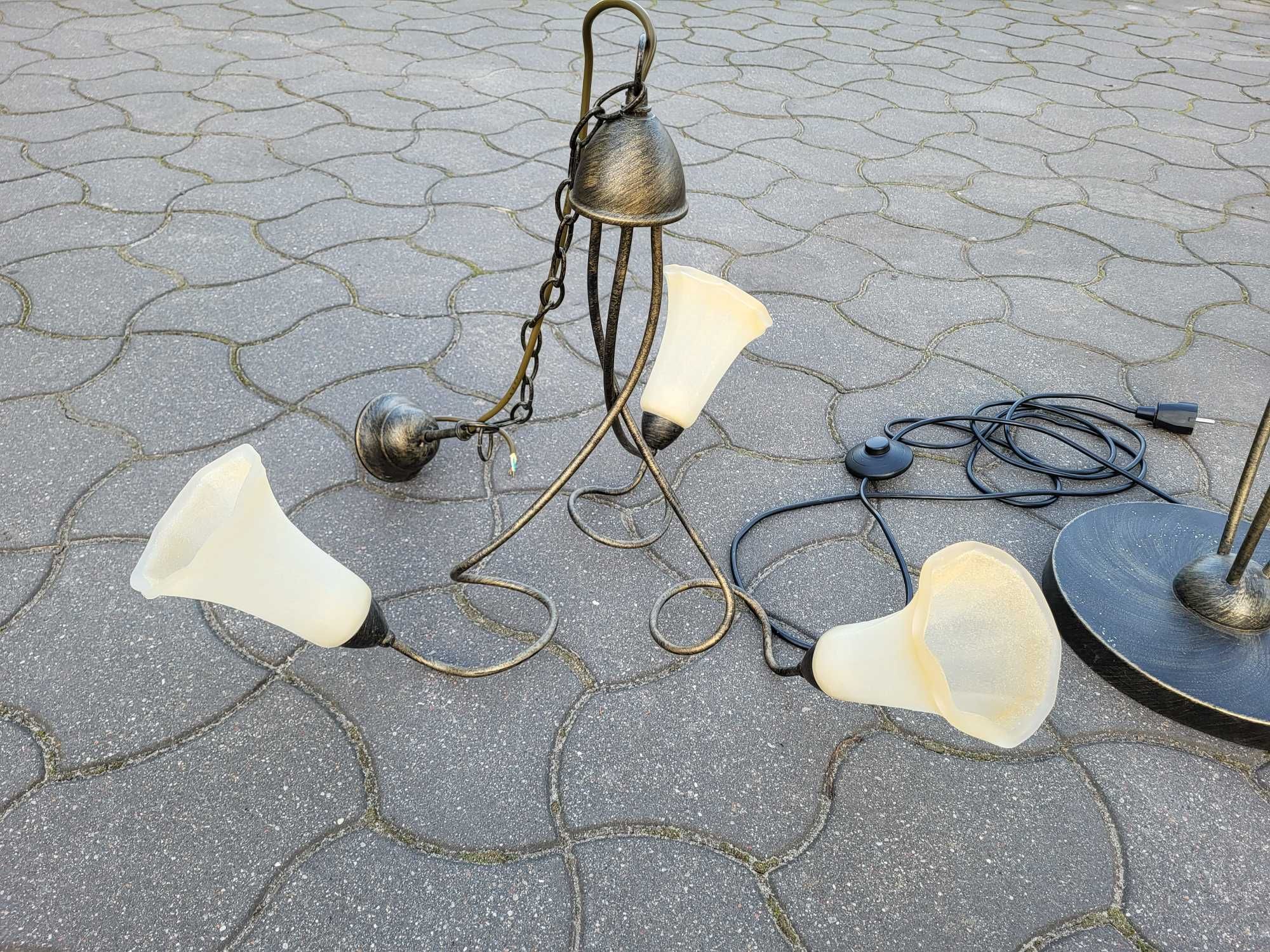 Komplet oświetlenia żyrandol lampa stojąca kinkiety
