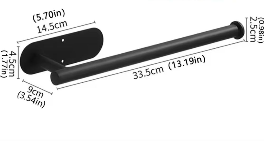 Czarny uchwyt wieszak na ręcznik papierowy do kuchni 33,5 cm