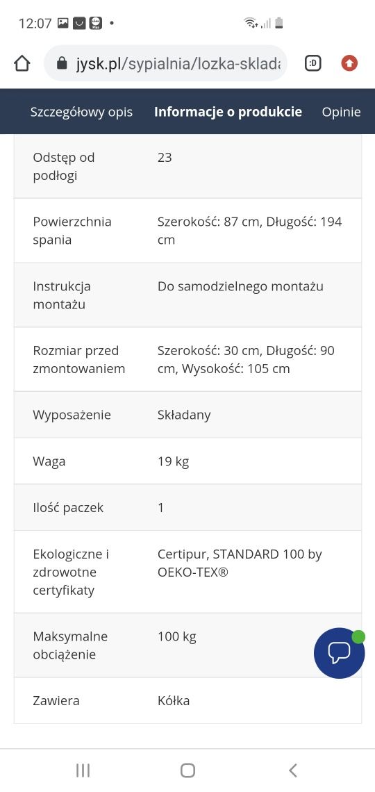 Łóżko gościnne Damsbro 90x200 /3 sztuki/