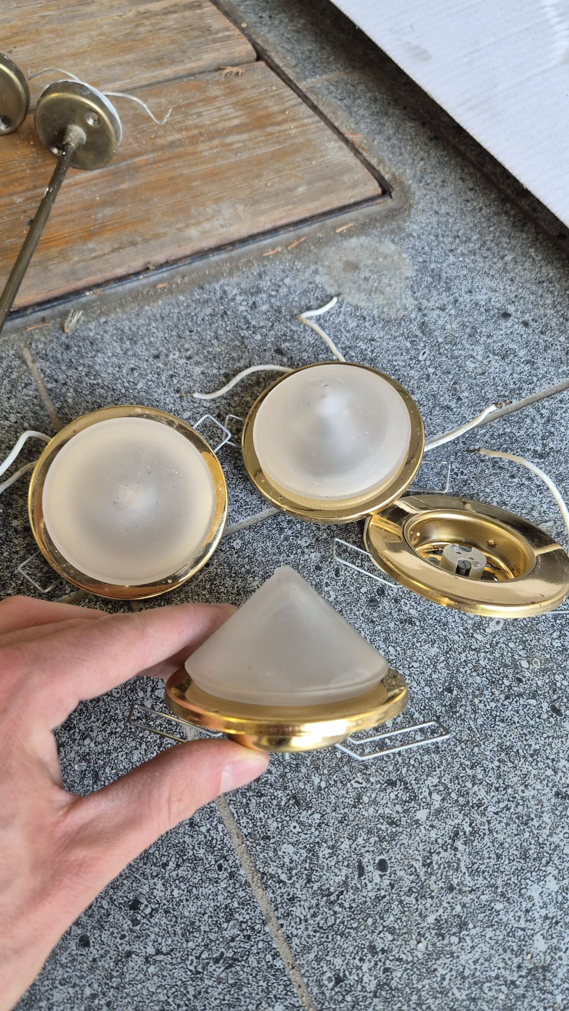 Zestaw lamp kinkiet sufitowa plafon złote retro halogeny