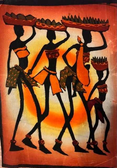 Batik z Afryki (Tanzania) Obraz na płutnie – rękodzieło 34 x 16cm