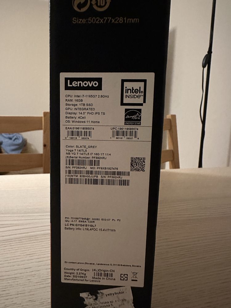 Laptop LENOVO YOGA 7 slim360 | Dotykowy ekran | procesor intel core I7