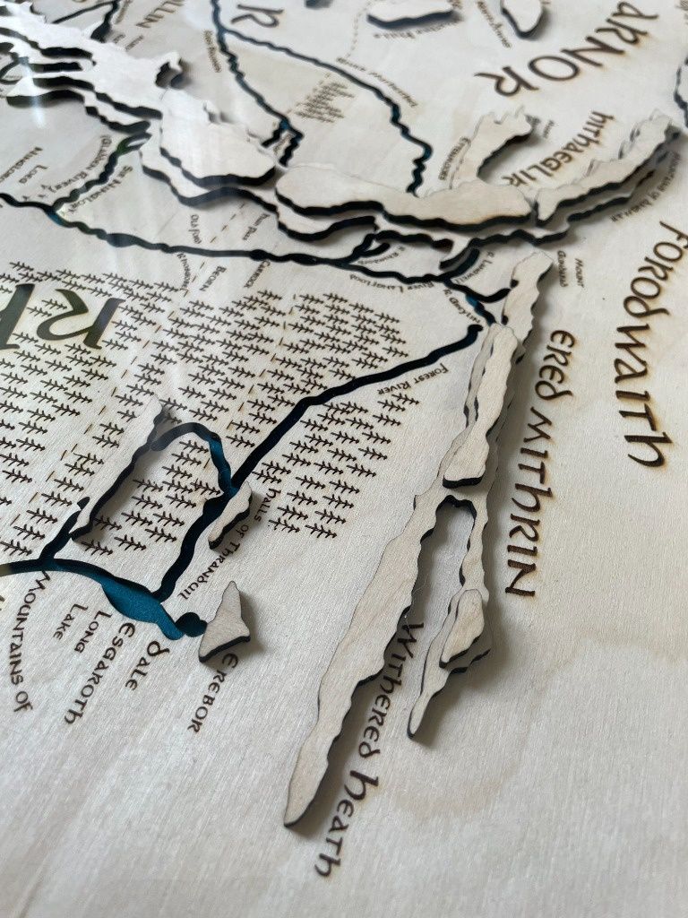 Władca Pierścieni mapa 3D drewno