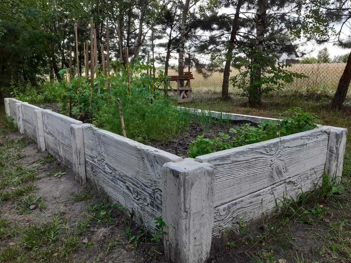 Donica betonowa warzywnik 125x65 cm drewno betonowe skrzynia