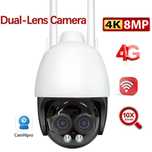 Kamera Zew 4G LTE SIM lub LAN 4K 8MP 10xZoom 2xobiektyw + KartaSD64GB