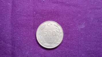 Moneta 500 lira Turcja 1989r odwrotka