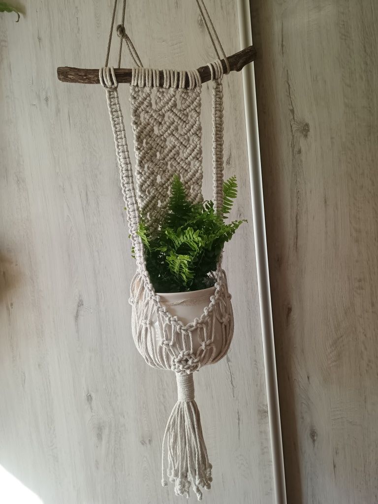 Makrama - wiszący kwietnik, dł. 67