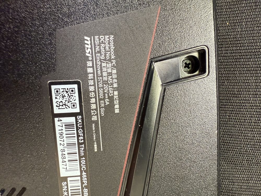 Laptop MSI GF63 THIN | i5 10th Gen | RTX 3050 | 16Gb Ram | 477 Gb SSD