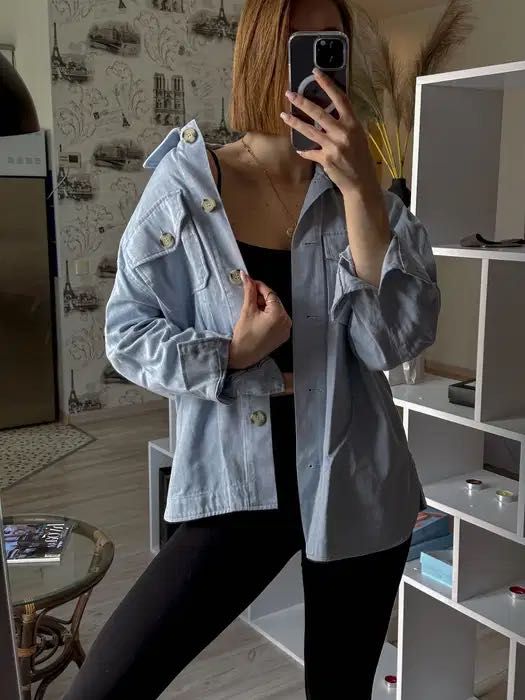 Джинсова куртка блакитна, джинсовка/ рубашка