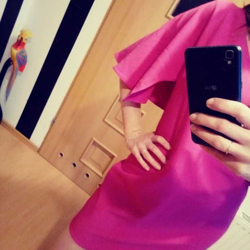 Różowa/fuksjowa sukienka mini DanHen