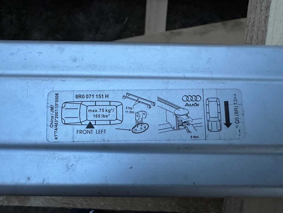 Bagażnik dachowy oryginalny Wingbar do Audi Q5 8R belki poprzeczki