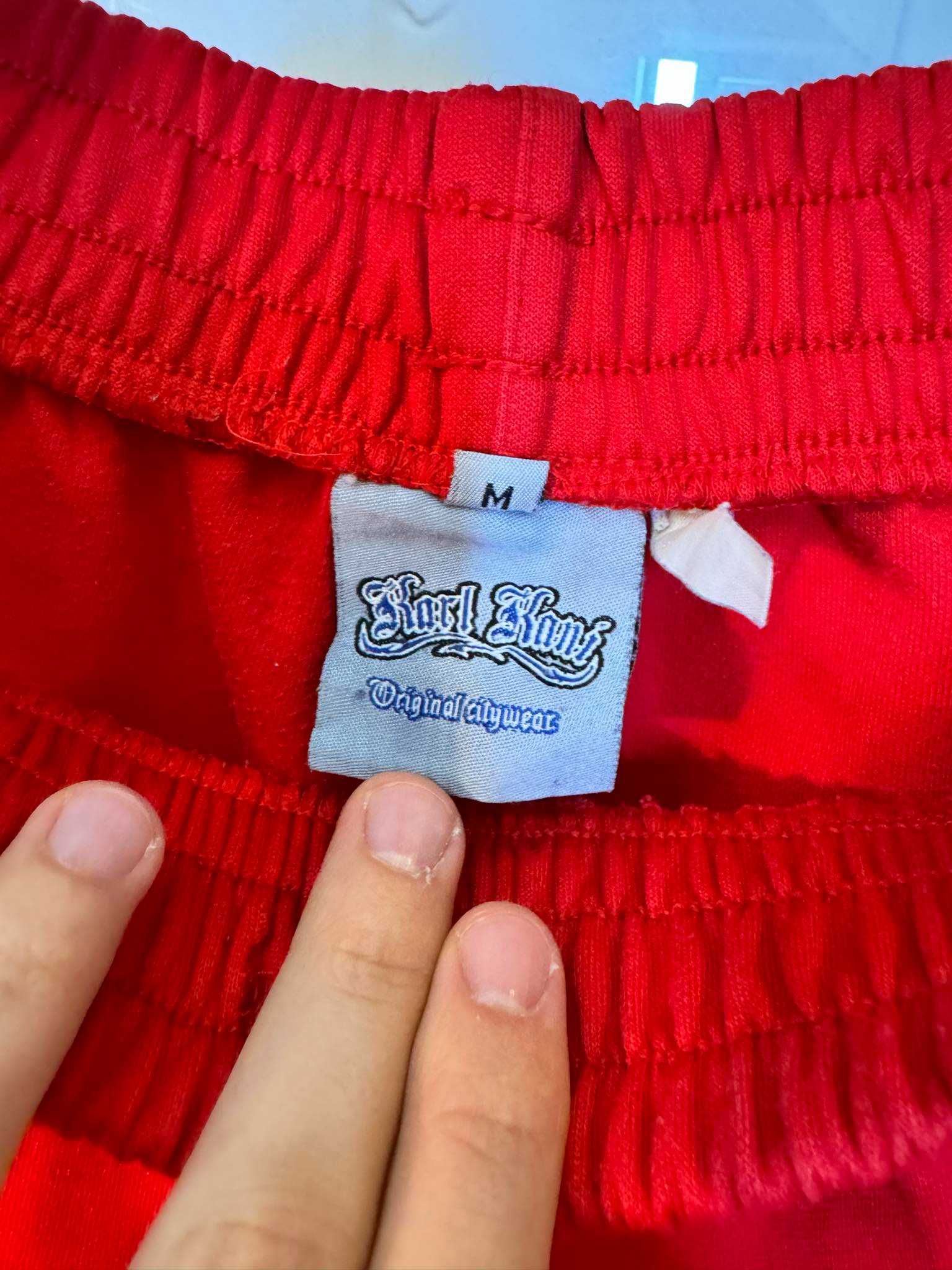 spodnie Vintage 90s Karl Kani Red Baggy Shorts Logo Pattern M