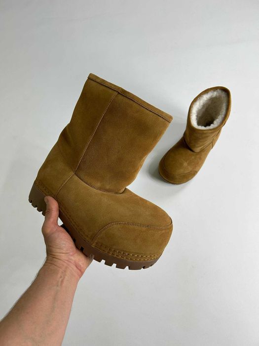 BALENCIAGA ALASKA High Fur Boots ботинки чоботи коричневі сапожки 43