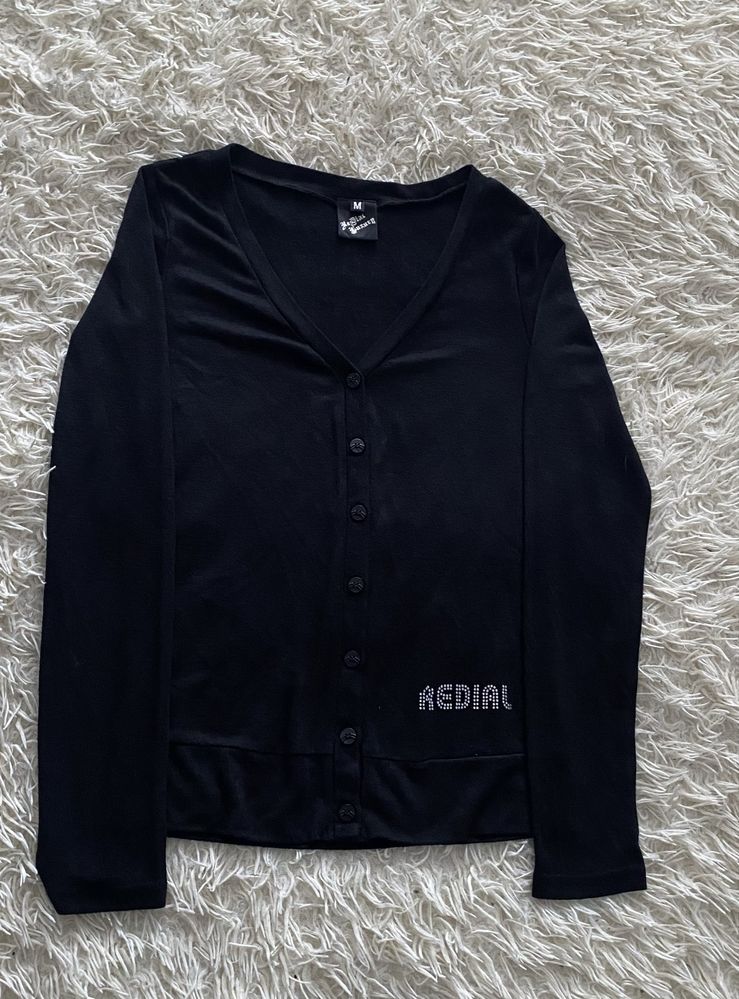 черный кардиган кофта redial luxury s-m со стразами