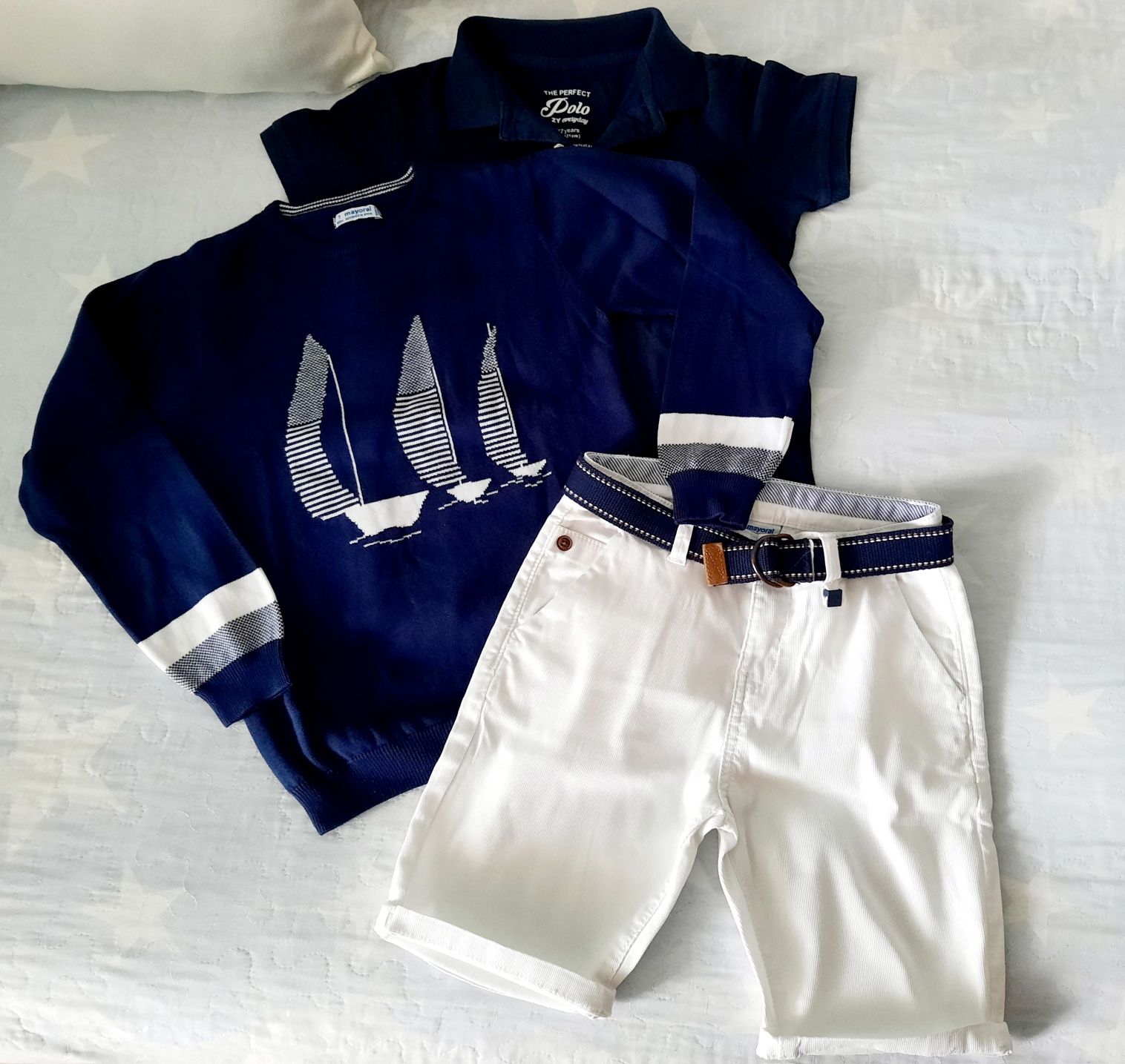 Conjunto de verão para menino: calções, camisola, polo - 6/7 anos