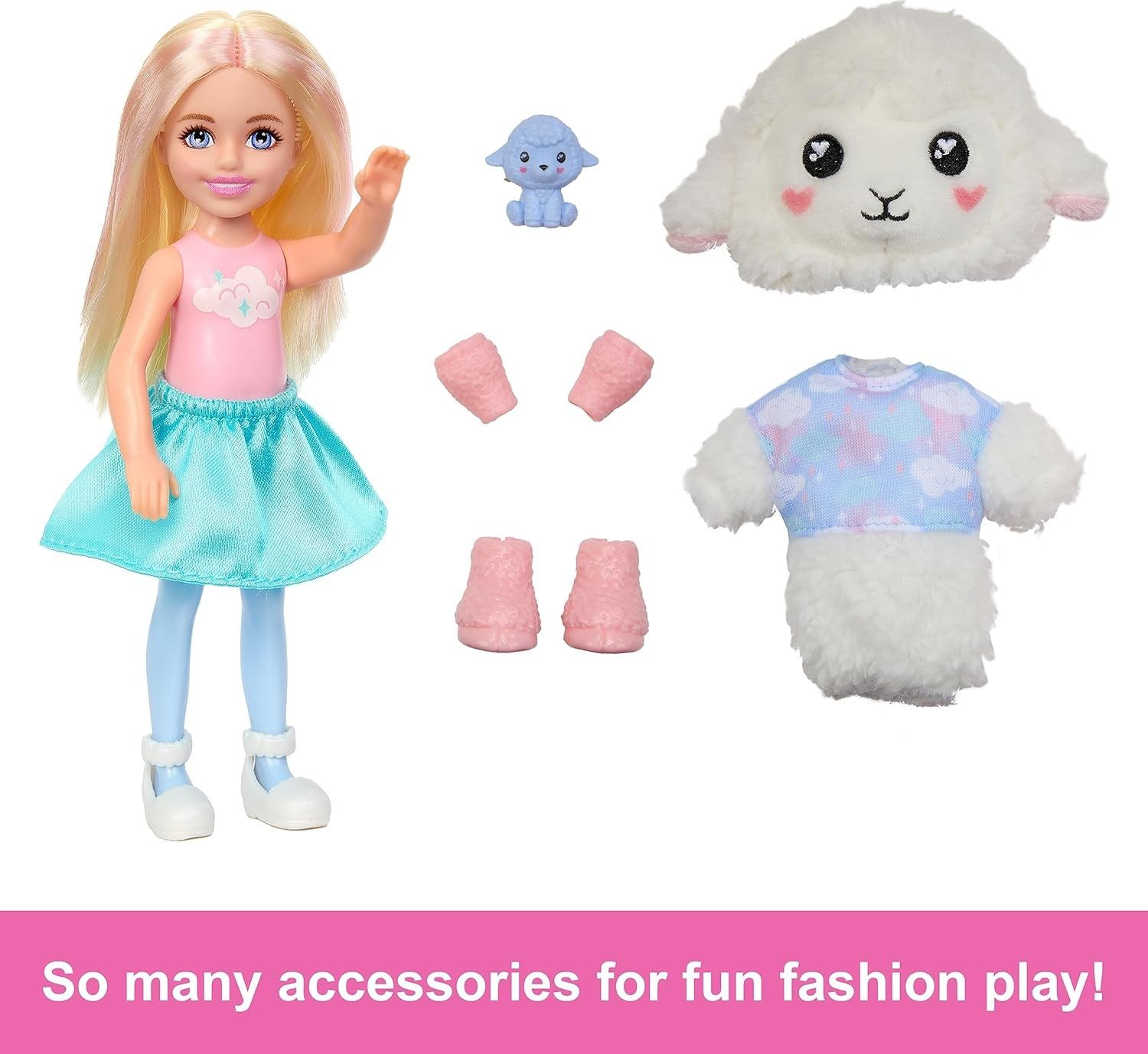 Лялька Barbie Cutie Reveal Chelsea розовый мишка мавпа ягня лама