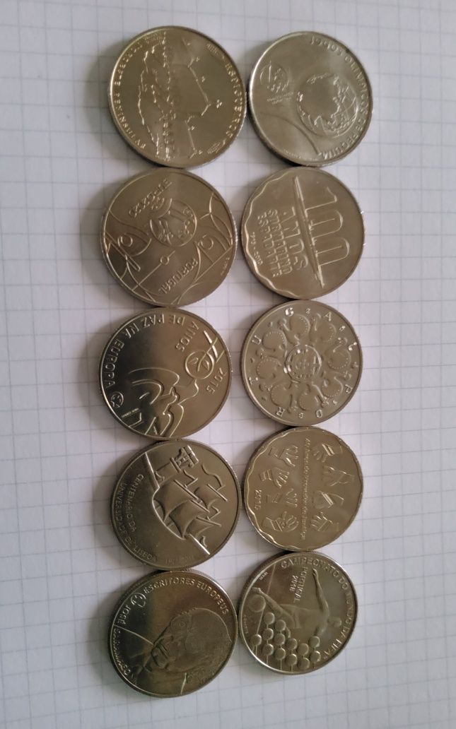 Lote 10 moedas de 2,50 euros