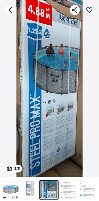 Basen ogrodowy na stelażu Steel Pro MAX BESTWAY 488x122 cm Pompa akces