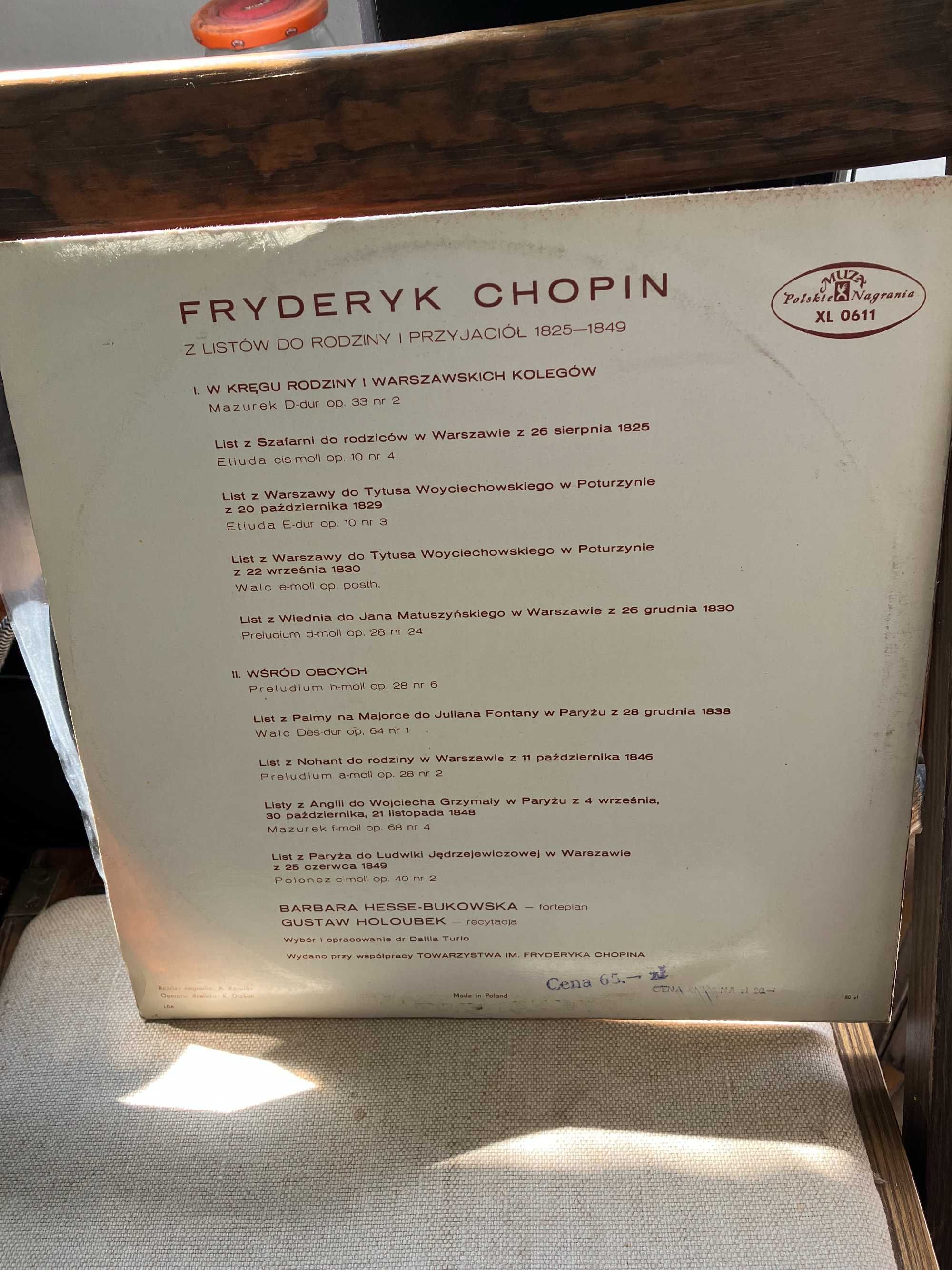 Winyl Fryderyk Chopin  " Listy "  mint