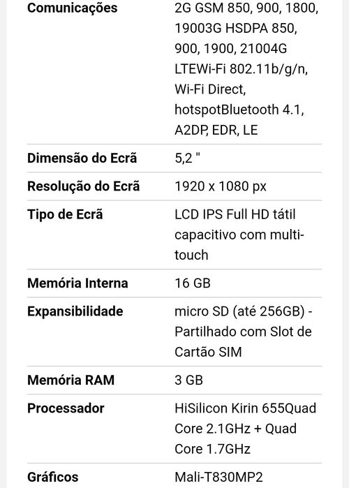 Telemóvel Huawei P8 Lite 2017