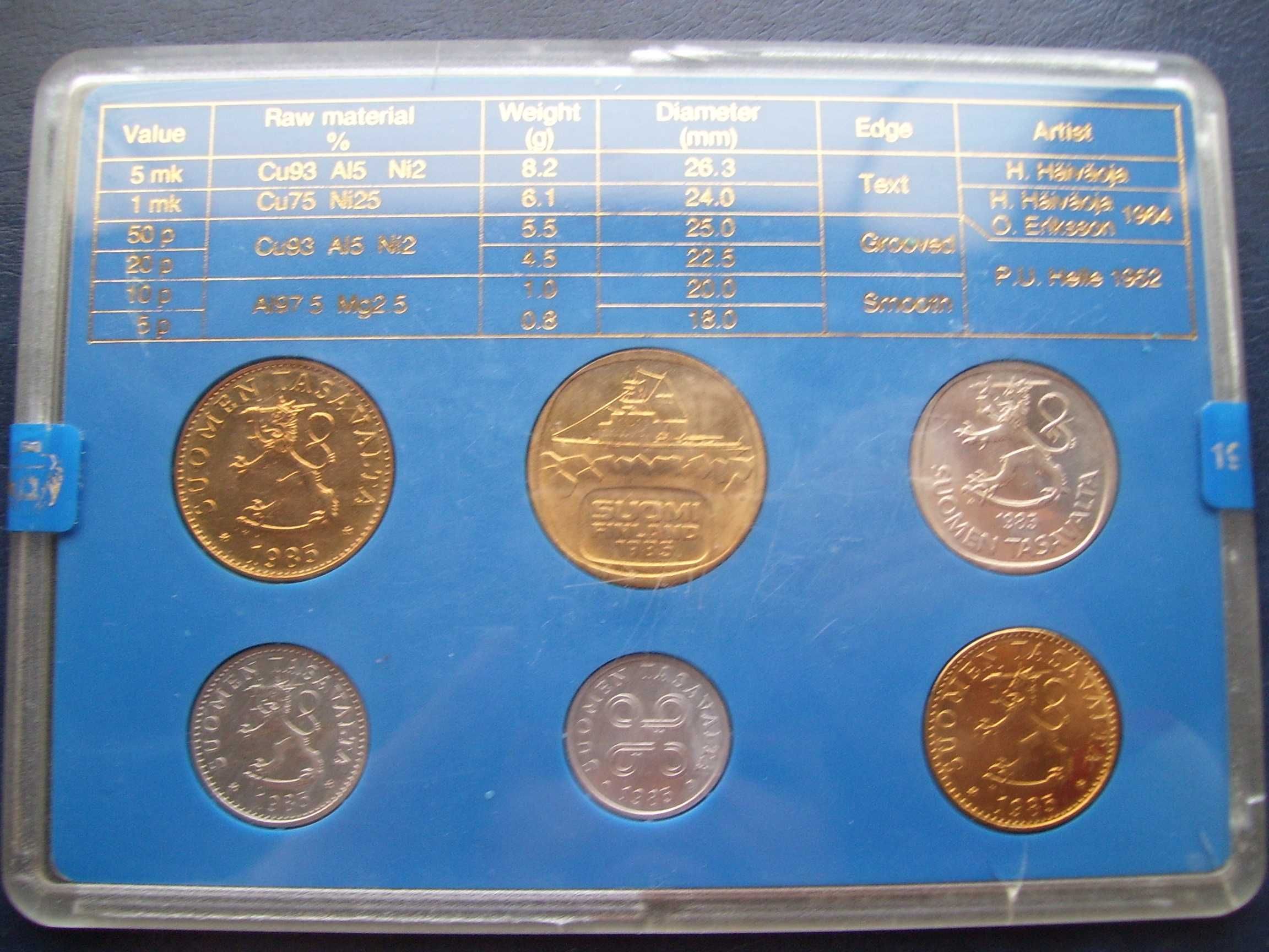 Stare monety Finlandia rocznik 1985 stan menniczy
