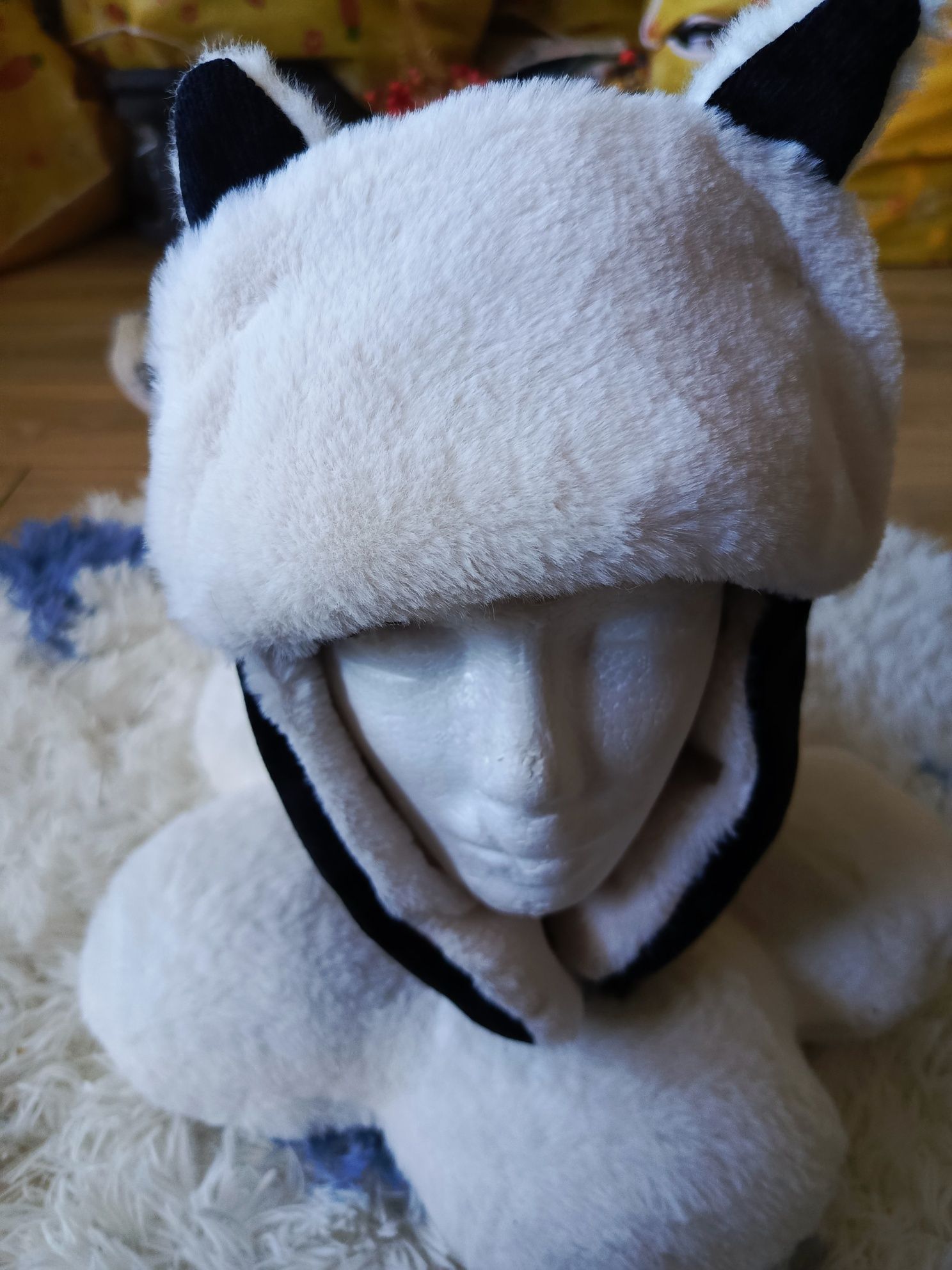 Ciepła czapka na zimę uszy kota
