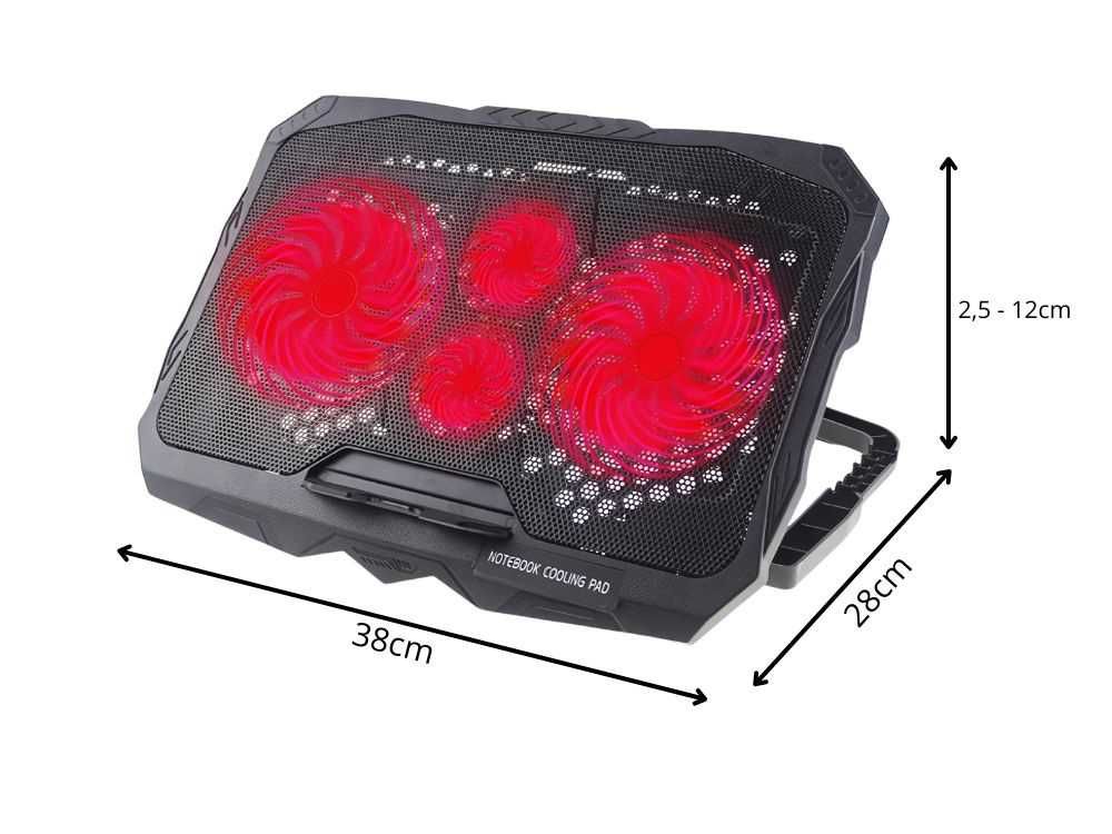 Podstawka chłodząca laptop LED regulowana z portem USB 10-17" 06349