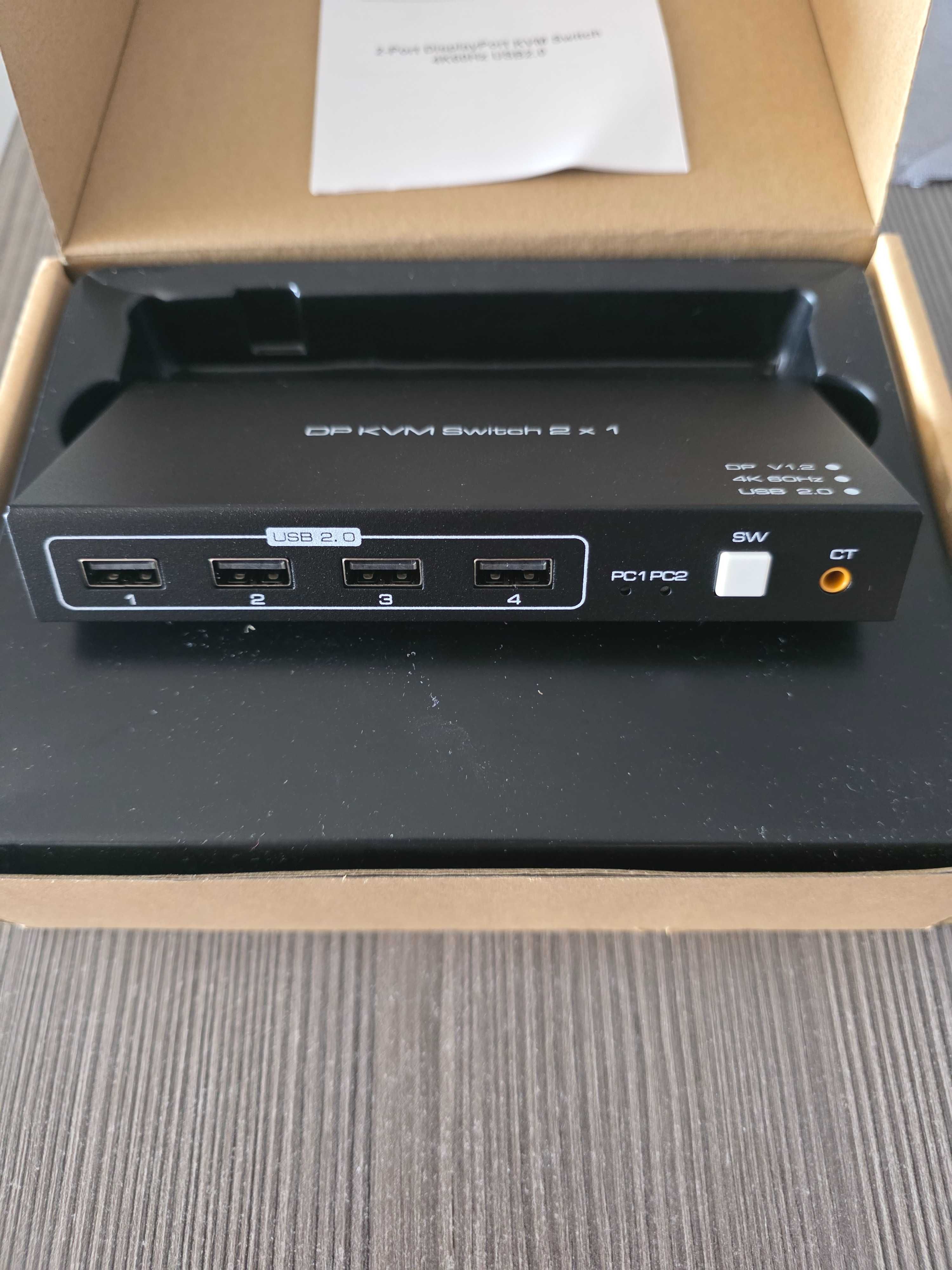 DP KVM Switch 2x1 4K 60Hz DP v1.2 USB 2.0