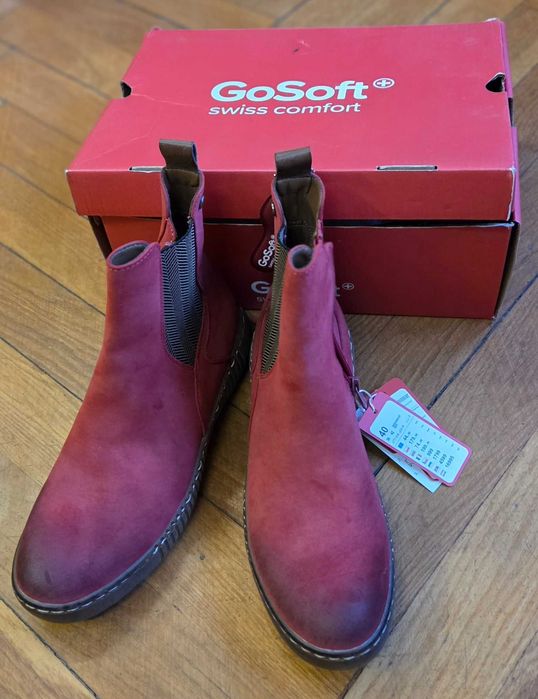 Botki damskie ocieplane, czerwone, rozmiar 40, NOWE