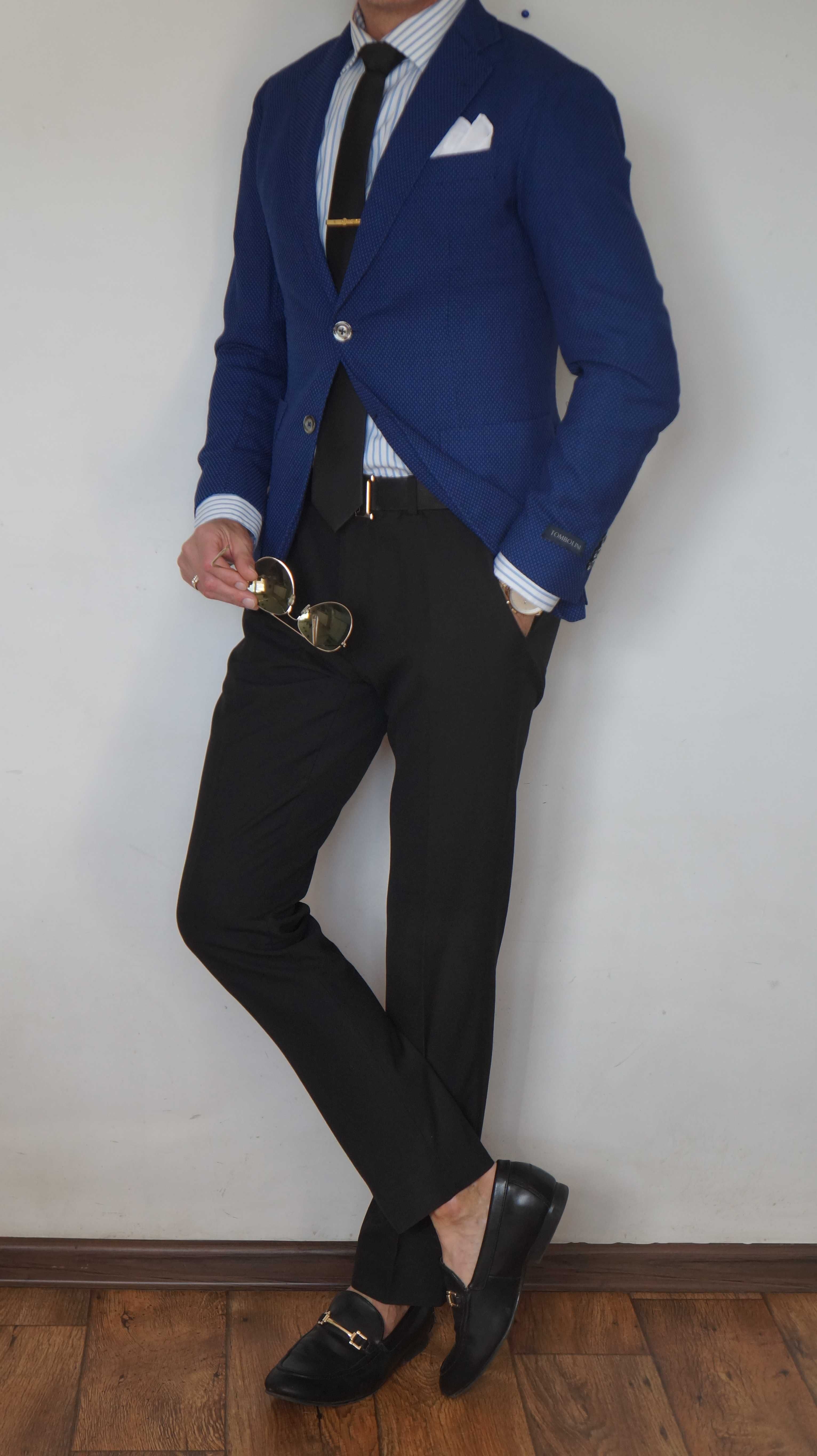 Blezer/Marynarka Tombolini Roz. 46/S Kol. Granat/Niebieski Fit