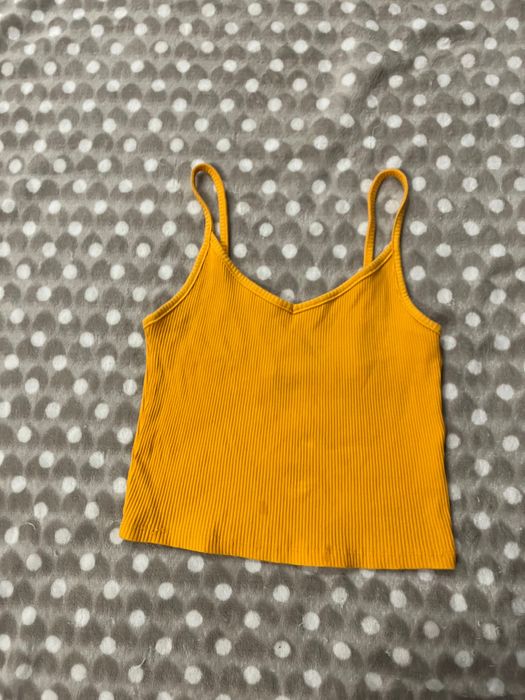 Crop top musztardowy S prążkowany FB sister
