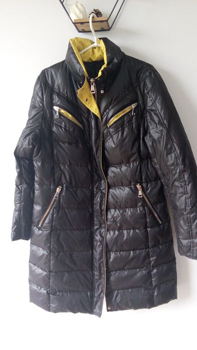 Czarno żółty pikowany płaszcz kurtka RESERVED CASUAL 42/44
