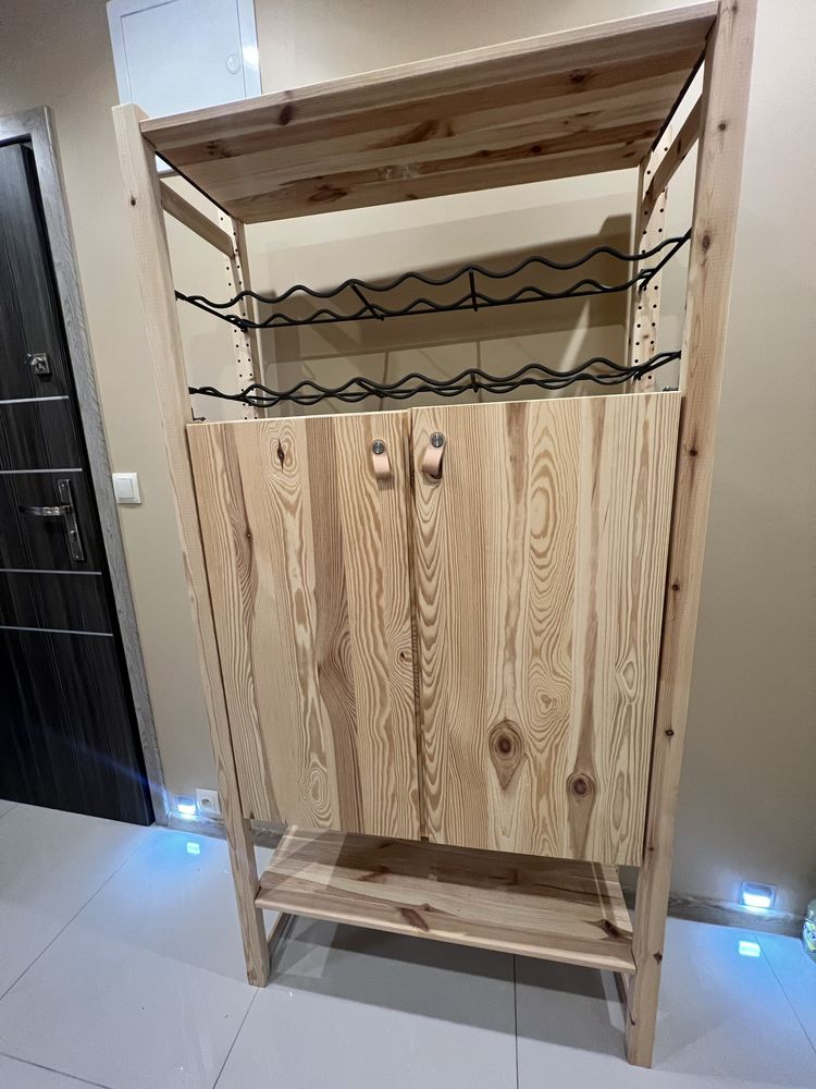 Regał drewniany z szafką i miejscem na napoje Ivar Ikea